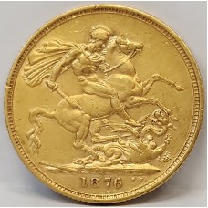 AUSTRALIA 1876 . ONE 1 SOVEREIGN . MELBOURNE . GOLD
